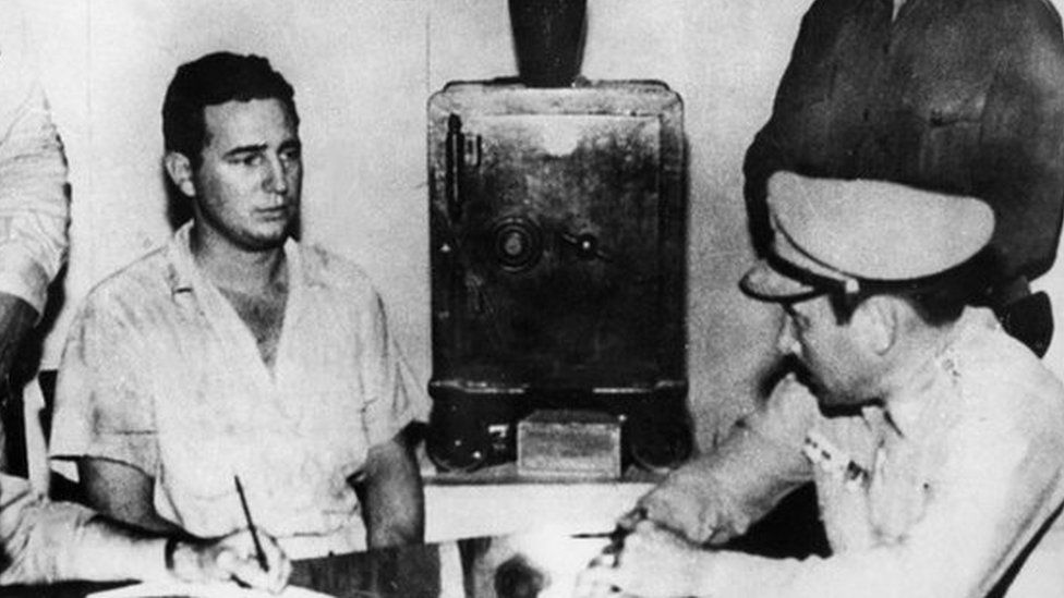 Castro being questioned after the unsuccessful raid on the Moncada Garrison in 1953