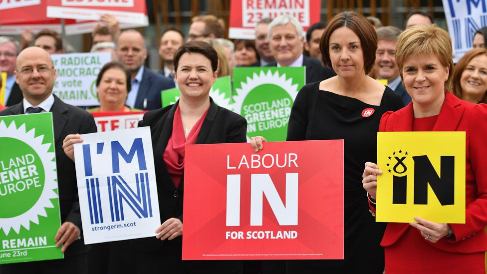 Ruth Davidson campaigning with other political leaders