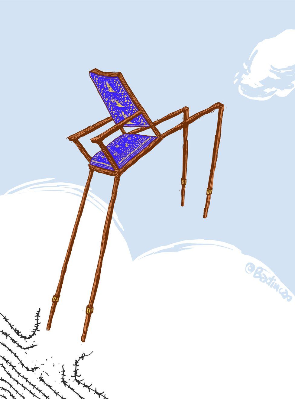 Cartoon depicting Liu Xiaobo's empty chair at the Nobel Peace Prize ceremony in 2010