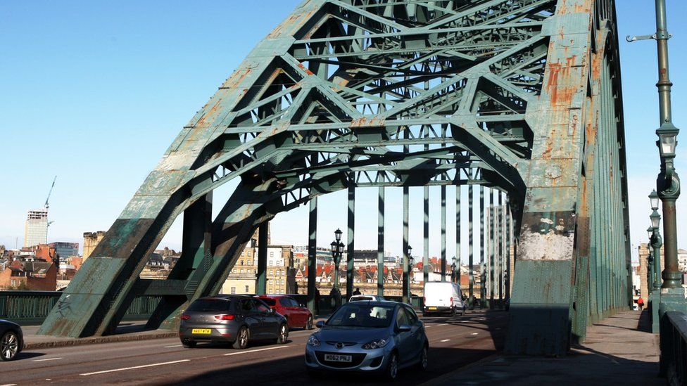 Tyne Bridge with patches of rush visible