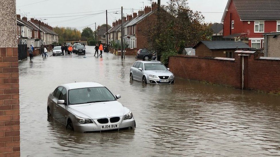 Flood water in Bentley