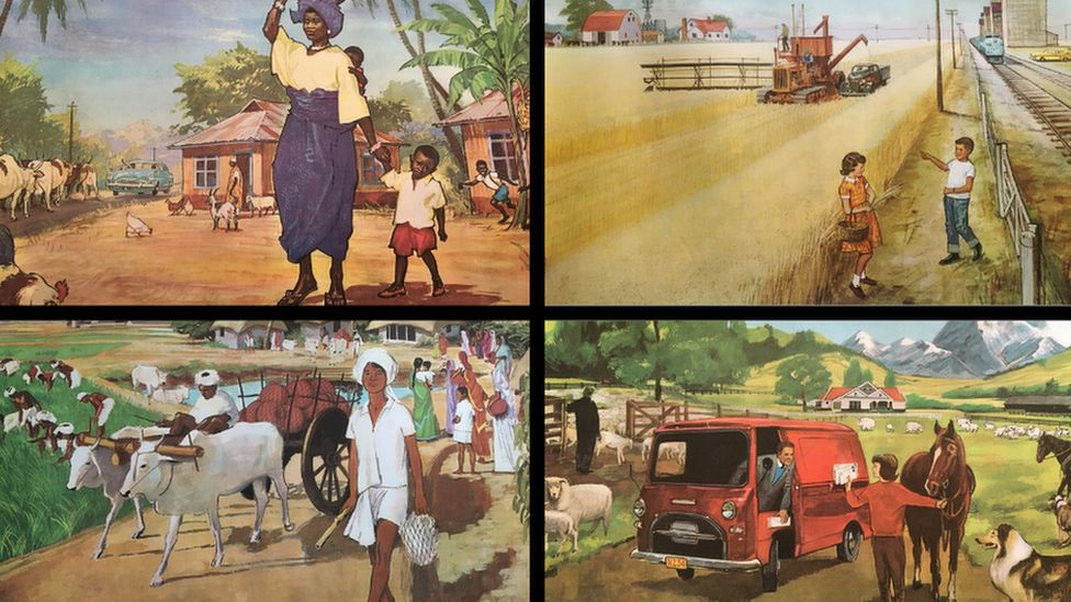 Illustrations from 1970s geography textbook, 'Children of Other Lands'