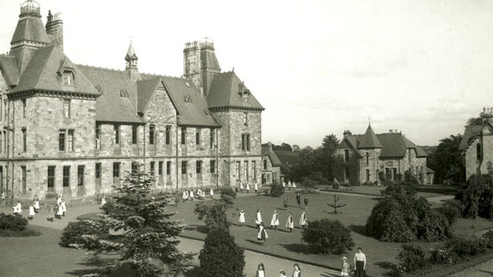 The central building at Quarrier's village in the 1920s