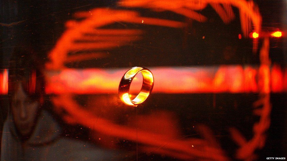 The original ring which featured in the film versions of the fantasy tale