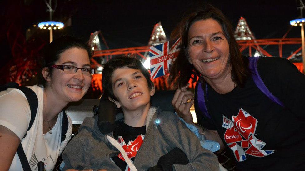 Alex with his sister, Becky, and his mother (right) at the London Olympics