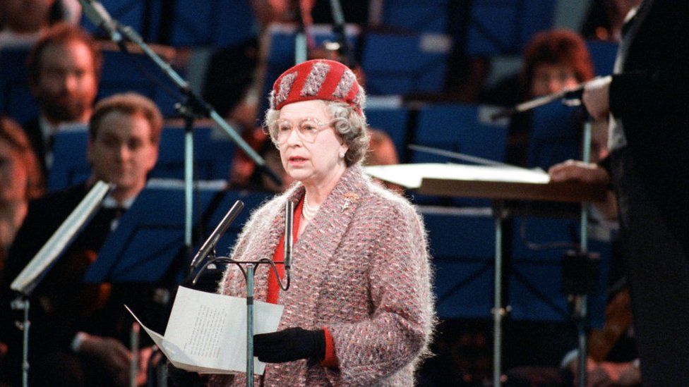 Queen Elizabeth II opening the new terminal at Stansted Airport, 15th March 1991