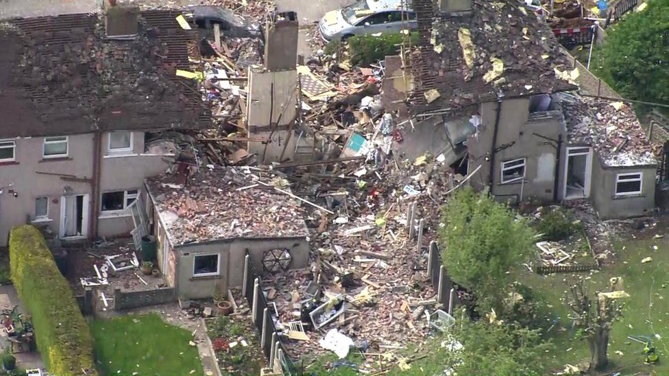 The scene of devastation taken from above