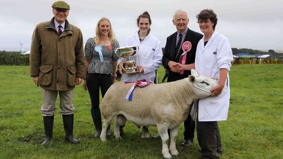 The Creer family with their Texel ram