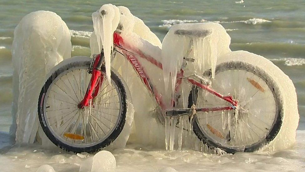 A frozen bicycle