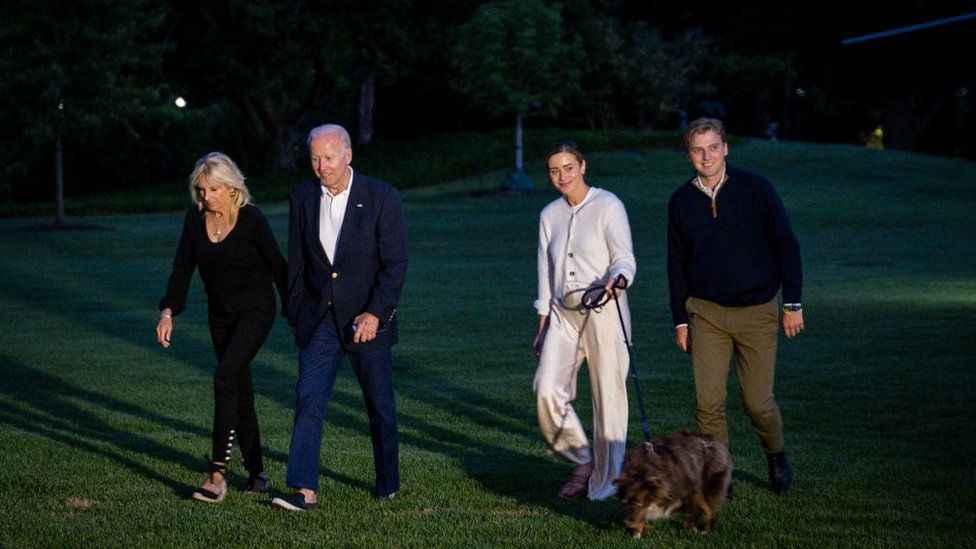 Biden family walking