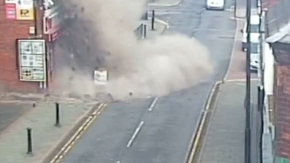 This large gas explosion was caught on CCTV on the Cannock Road at 10:51GMT Sunday.
