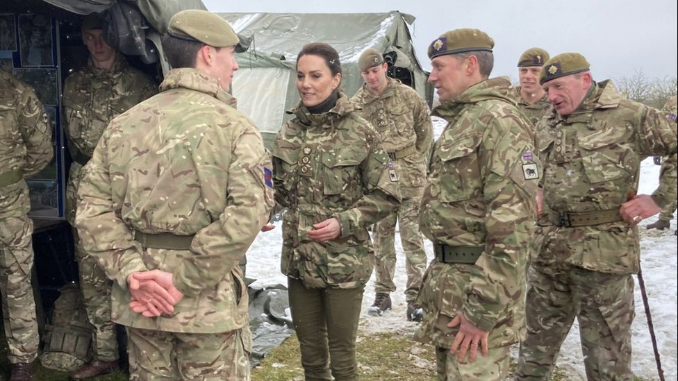 The princess watched an Irish Guards training exercise