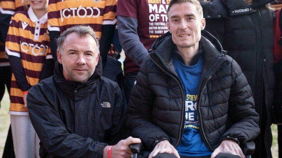 Former football players Marcus Stewart (left) and Stephen Darby, who have been diagnosed with motor neurone disease