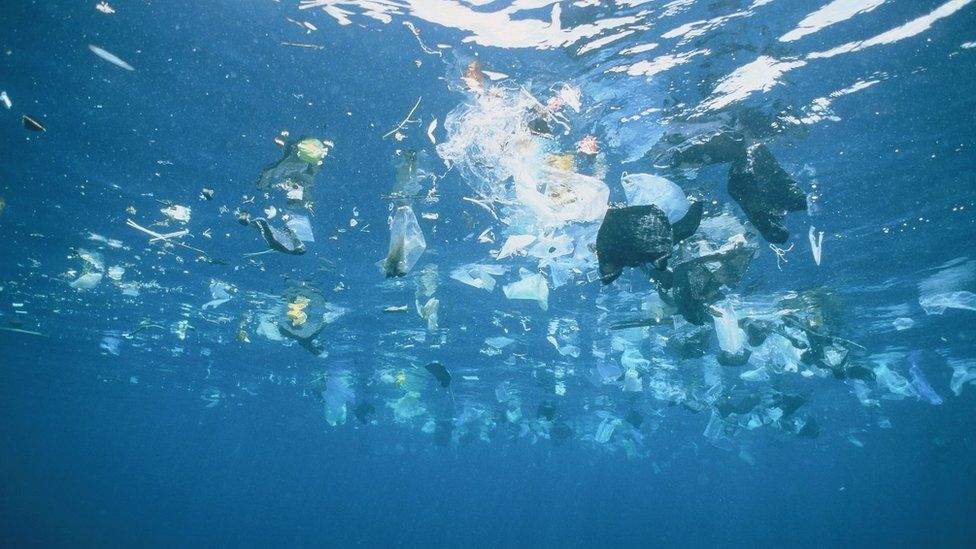Plastic in an ocean