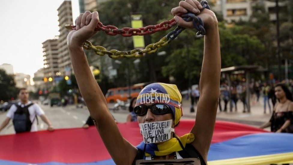 Anti-government protestor in Caracas, 31 March