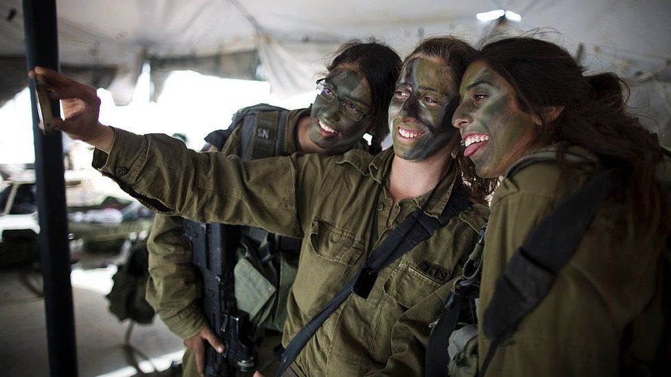 Israeli soldiers taking a selfie