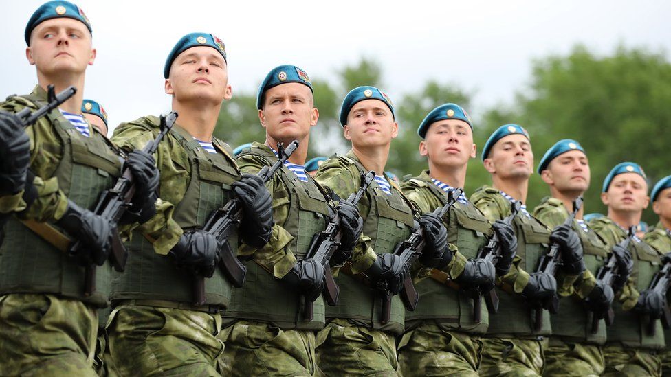Belarusian airborne troops during the country's independence day parade in July 2017