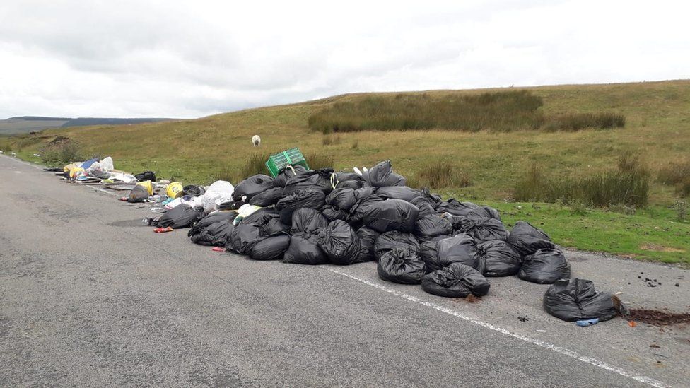 Black bags have been dumped on Gelligaer and Merthyr Common
