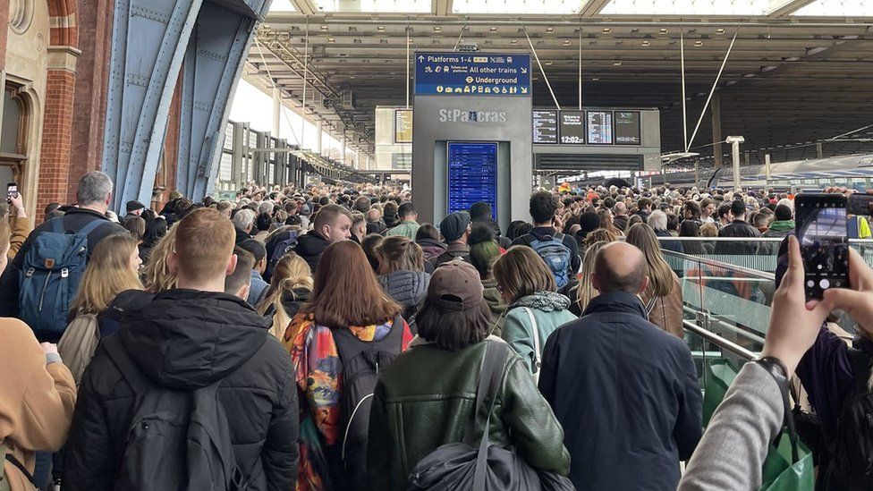 Passengers at St Pancras Station in London as the getaway continues for the Easter weekend