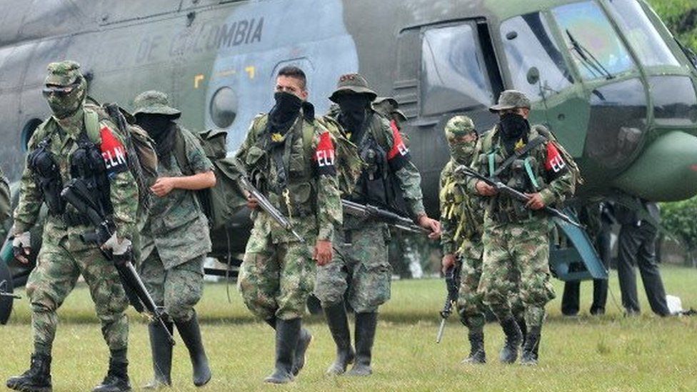 Demobilized members of the ELN (National Liberation Army) arrive in Cali, Colombia on July 16, 2013.