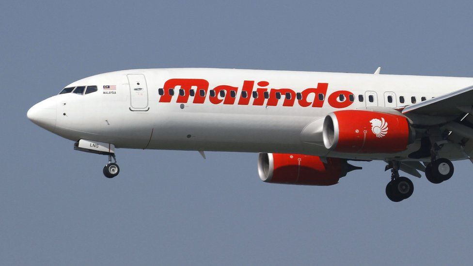 A Malindo Air plane on a landing approach