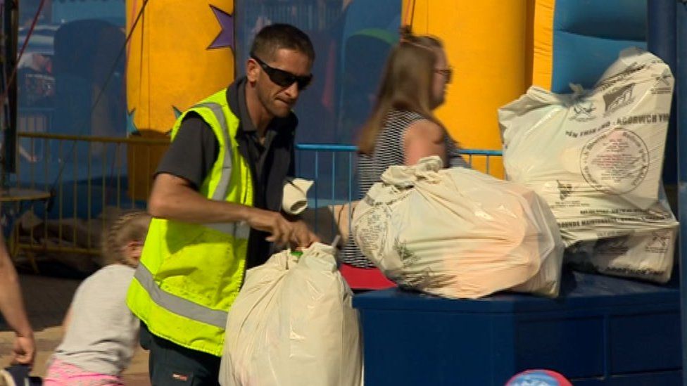 Council staff were emptying bins regularly at the beach