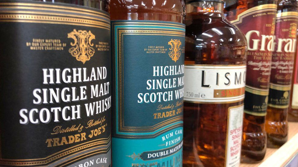 Scotch whisky bottles on sale in USA