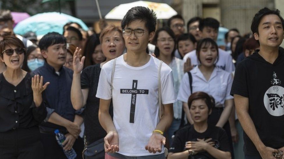 Christians protests against the extradition bill in Hong Kong (14 June 2019)