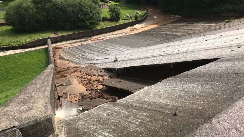 Whaley Bridge dam wall collapse in pictures BBC News