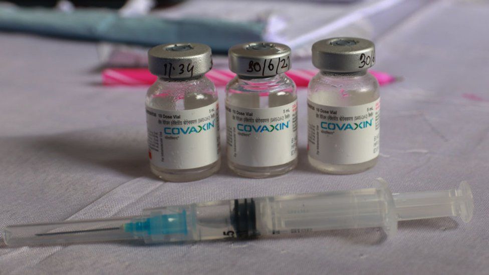 The Covaxin vaccine against the Covid-19 coronavirus during a vaccination drive in Kolkata, India, on June 30, 2021.