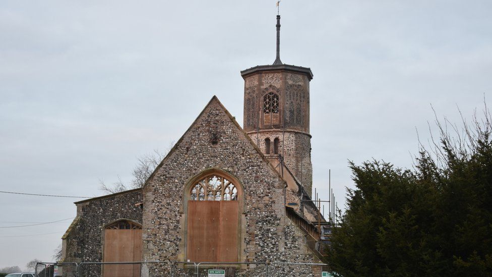 The restored church tower