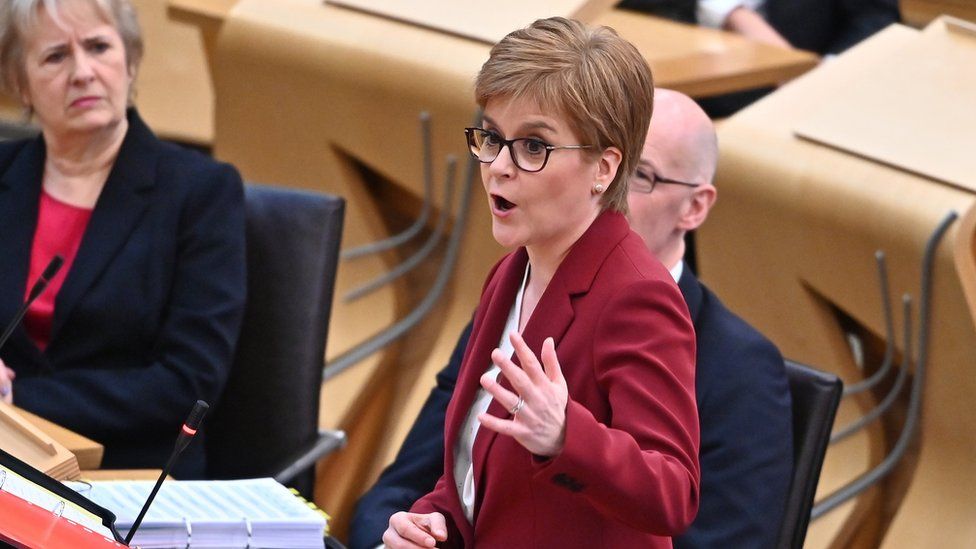 Scotland's First Minister and SNP leader Nicola Sturgeon during First Minister's Questions in the Scottish Parliament, on November 14, 2019