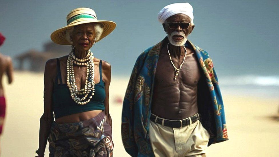 Elderly couple on the beach