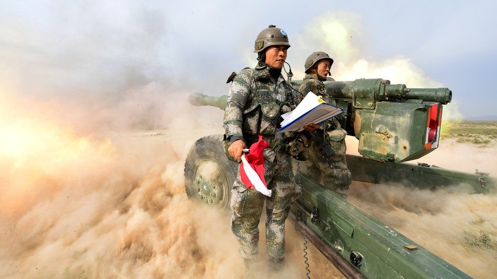Chinese solders on a training exercise