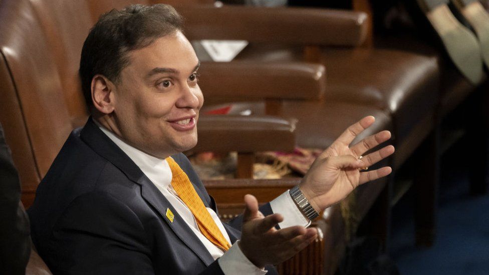 George Santos gestures at the 2023 State of the Union
