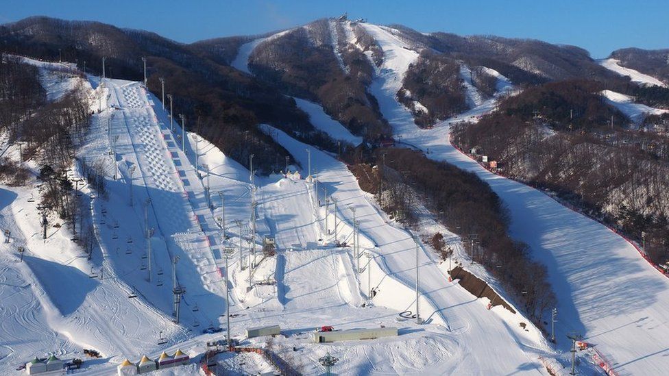 A view of the World Freestyle Cup 2017 venues at Bokwang Snowpark in PyeongChang-gun in South Korea.