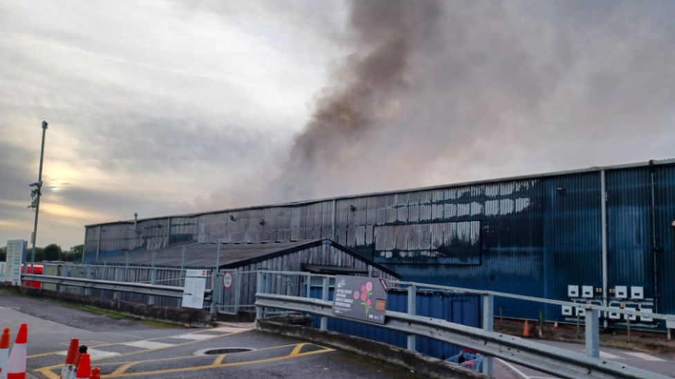 Smoke coming out of a recycling centre