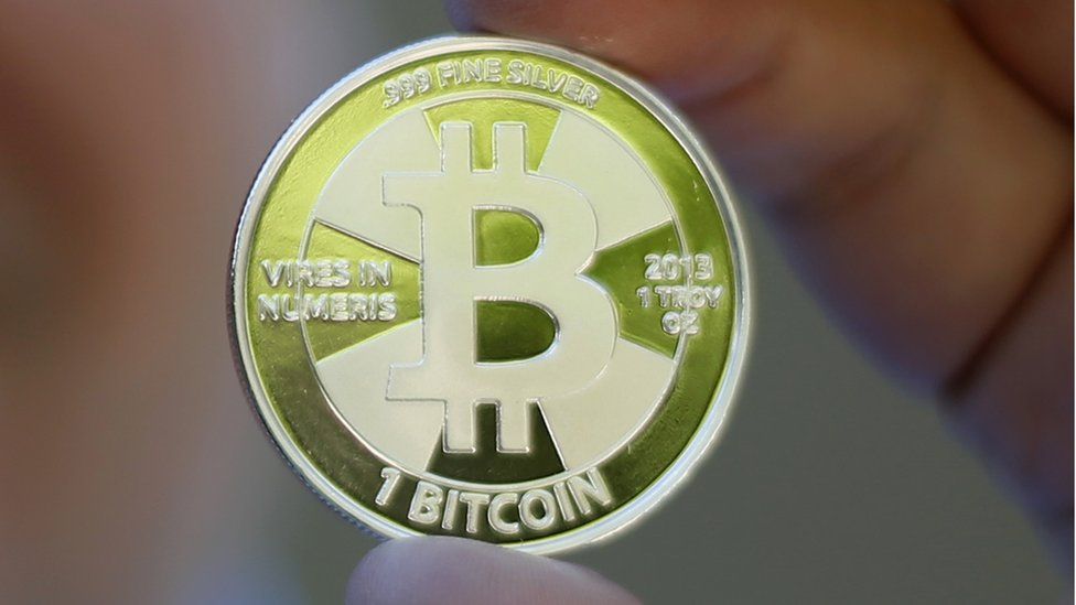 A tangible example of the virtual currency bitcoin