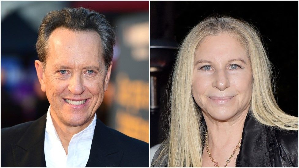 Richard E Grant and Barbra Streisand at separate events.