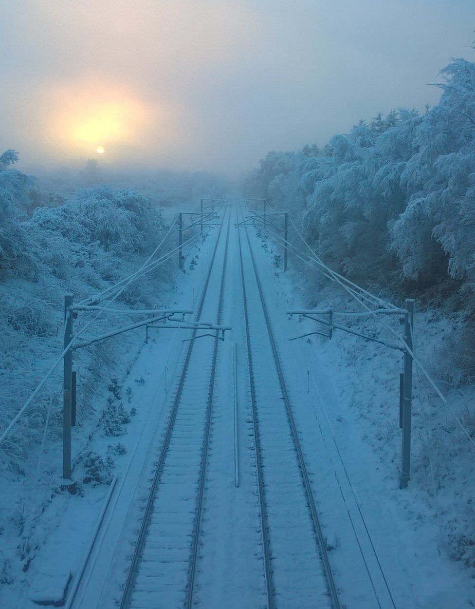 Snowy rail track