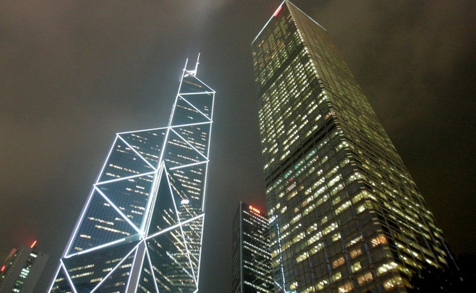 I M Pei's Bank of China tower (L) in Hong Kong