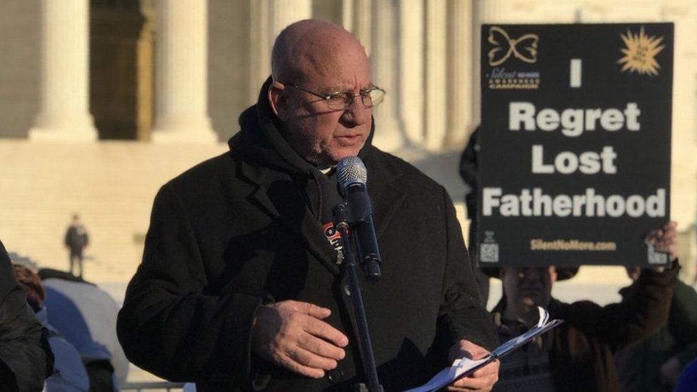 Father Stephen Imbarrato campaigning outside the Supreme Court