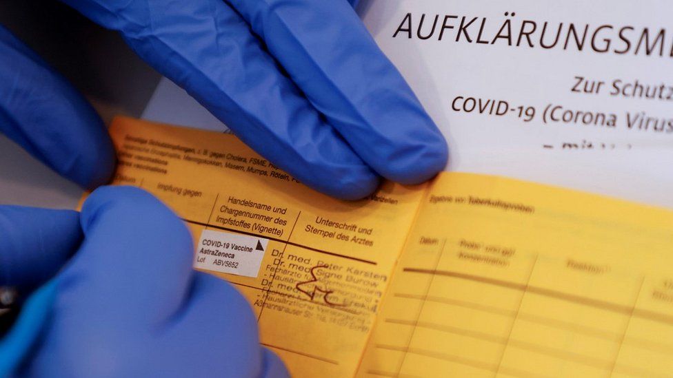 A genuine Covid vaccination form in Berlin, 10 Apr 21