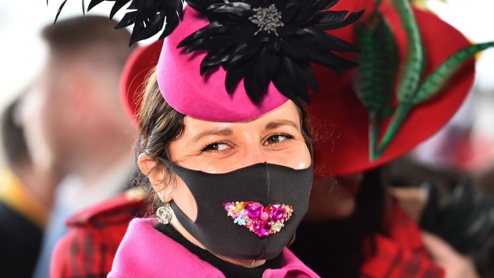 Ladies Day at Cheltenham Festival Masks and fascinators BBC News
