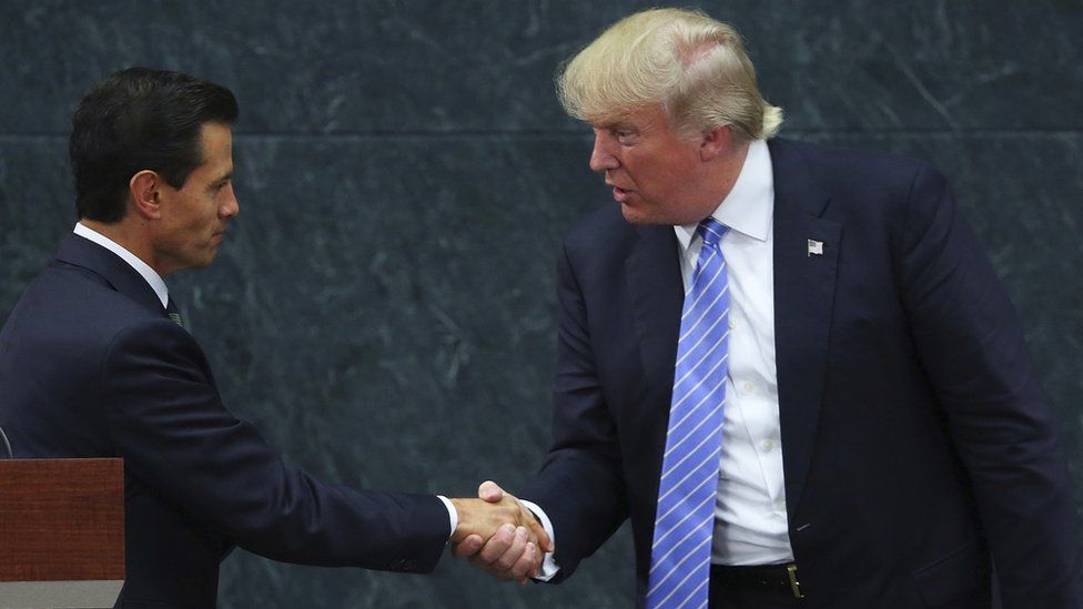 Trump and Pena shake hands