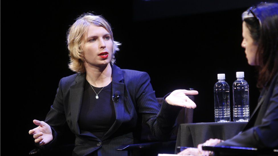 Chelsea Manning, pictured being interviewed on stage at New Yorker Festival event in September 2017