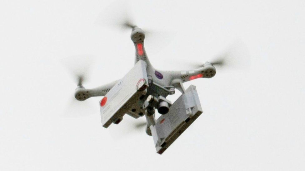 A drone carrying abortion pills that took off from Frankfurt an der Oder in Germany lands in Slubice, Poland, on Saturday
