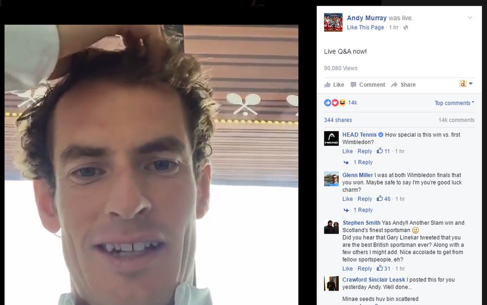 Andy Murray's Wimbledon title joy on social media BBC News