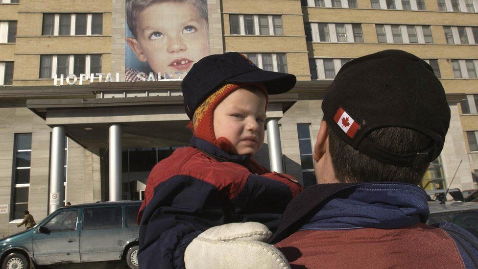 Canadian father and son visit this Montreal hospital