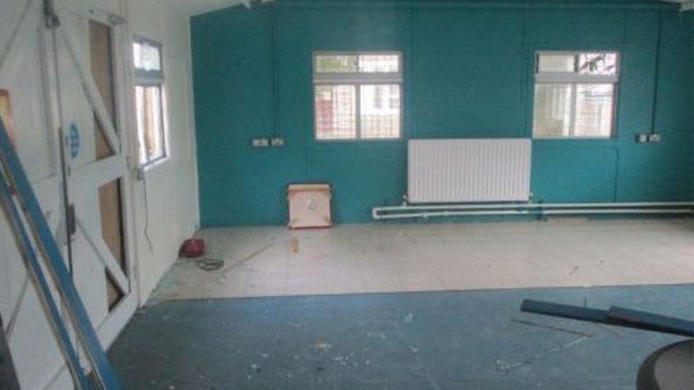 Damaged education area after recent incident of disorder
